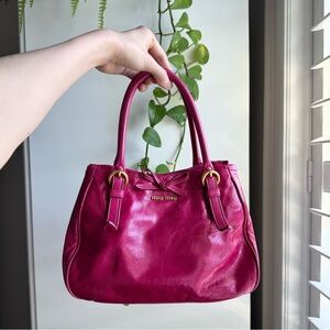 Miu Miu Vitello Bow Pink Leather Handbag (rare colour!)